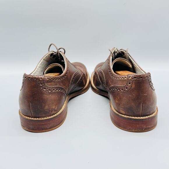 J Shoes Mens 8 Brown Leather Wingtip Oxford Brogue Cap Toe Lace Up Dress Classic main image 7